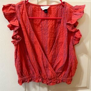 Universal Thread V Neck Ruffle Blouse Size Medium
